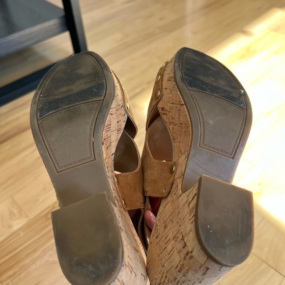 Franco Sarto chestnut brown suede L-Kicks cork platform sandal shoes size 8 - Picture 15 of 15